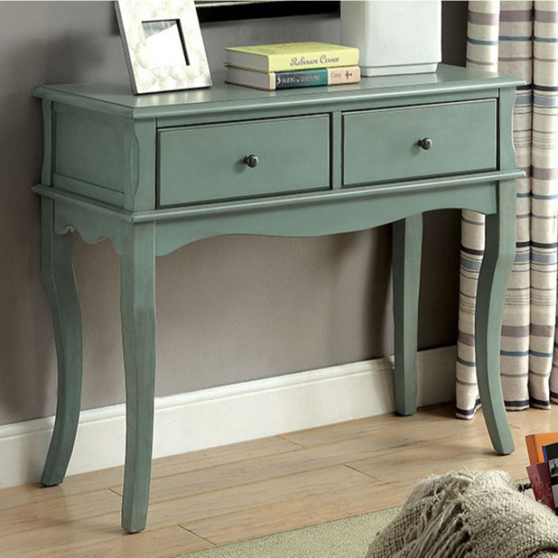 One Allium Way Aranda Rustic Teal Hallway 2 Drawers Console Table Wayfair